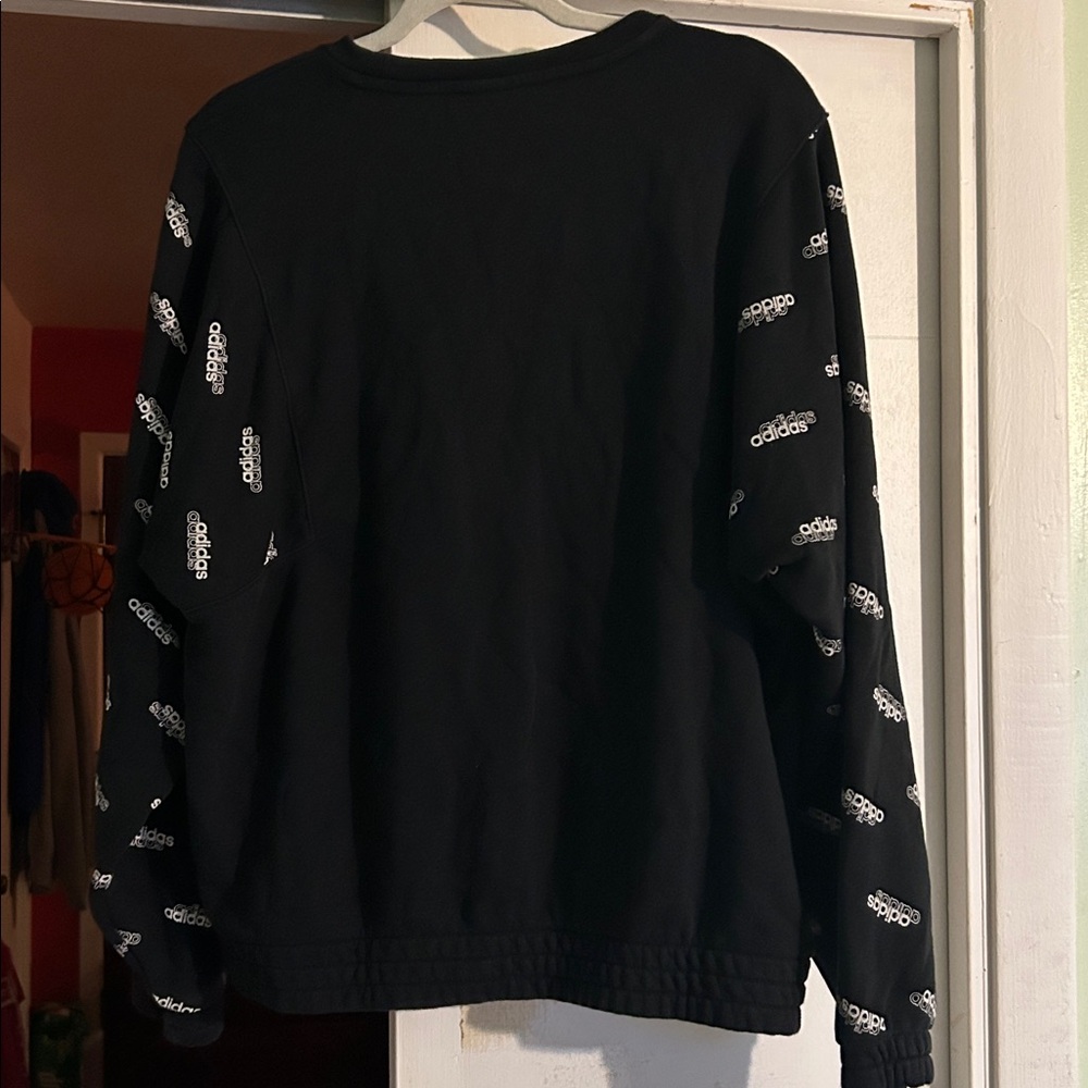 Adidas Favorites Sweatshirt Medium Black and white Crewneck with White Logo - Picture 8 of 8